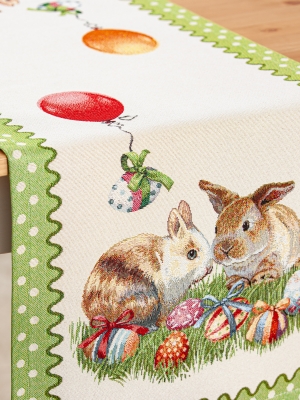 Пасхальная коллекция / Кролик горошек из гобелена - Кролик горошек Салфетка 40х100 см 00957