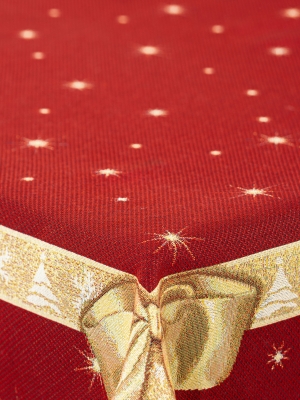Новогодние товары для дома / Испанская новогодняя коллекция / Золотой бантик из гобелена - Золотой бантик Салфетка 100х100 см 01131