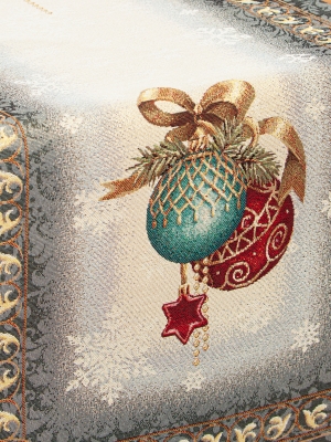 Новогодняя коллекция / Испанская новогодняя коллекция / Яркие шары из гобелена - Яркие шары темный фон Салфетка 44х140 см 01199