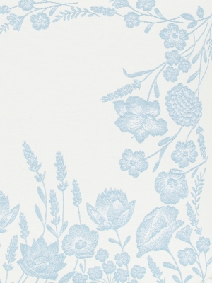 Испанский текстиль / Льняной луг голубой цвет из гобелена - Льняной луг светлый фон голубые цветы Наволочка 45х45 см 01353 двусторонняя 