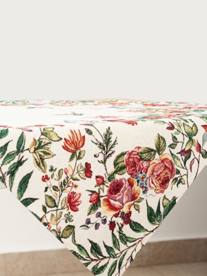 Испанский текстиль / Тропические цветы из гобелена - Тропические цветы Салфетка 100х100 см 02661