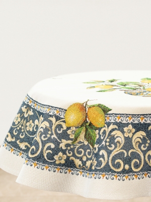 Испанский текстиль / Лимоны в вазе из гобелена - Лимоны в вазе Салфетка круглая д90 см 03394