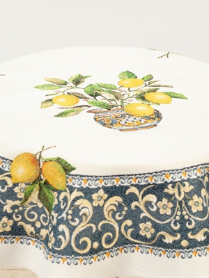Испанский текстиль / Лимоны в вазе из гобелена - Лимоны в вазе Салфетка круглая д90 см 03394