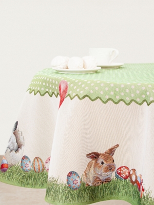 Пасхальная коллекция / Кролик горошек из гобелена - Кролик горошек Скатерть круг д165 см 03397