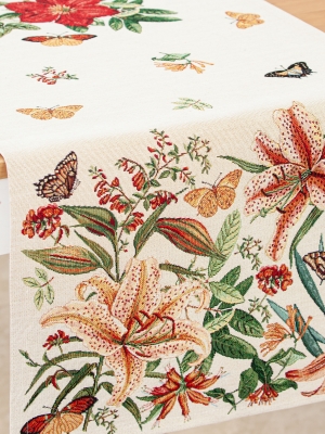 Испанский текстиль / Тифани из гобелена - Тифани белый фон Салфетка 44х140 см 03583