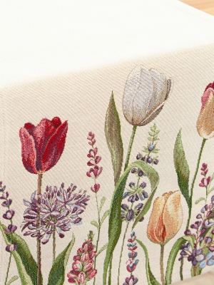 Всесезонная коллекция текстиля Basic / Тюльпаны моей любимой светлый фон из гобелена - Тюльпаны моей любимой светлый фон Салфетка 44х135 см 05511
