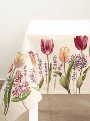 Всесезонная коллекция текстиля Basic / Тюльпаны моей любимой светлый фон из гобелена - Тюльпаны моей любимой светлый фон Скатерть 140х180 см 05512