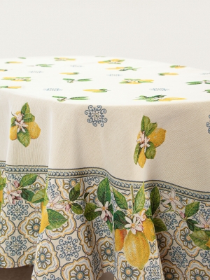 Всесезонная коллекция текстиля Basic / Изразцы из гобелена - Изразцы лимоны Скатерть овал 160х250 см 05553