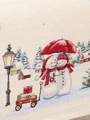 Новогодние товары для дома / Испанская новогодняя коллекция / Снеговики из гобелена - Снеговики Салфетка 40х100 см 05656