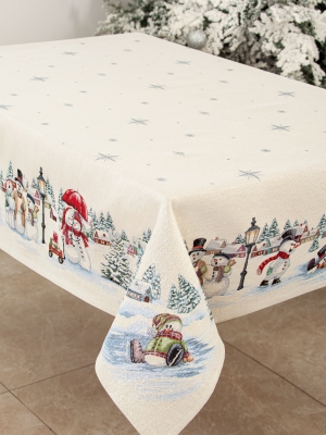 Новогодние товары для дома / Испанская новогодняя коллекция / Снеговики из гобелена - Снеговики Скатерть 140х240 см 05655