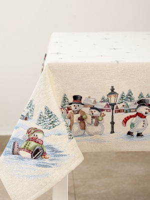 Новогодние товары для дома / Испанская новогодняя коллекция / Снеговики из гобелена - Снеговики Скатерть 140х180 см 05648