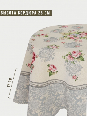 Всесезонная коллекция текстиля Basic / Розы Дамаск из гобелена - Розы Дамаск цветы Скатерть овал 160х250 см 08808