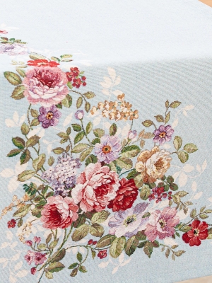 Всесезонная коллекция текстиля Basic / Принцесса цветов из гобелена - Принцесса цветов бирюзовый фон Салфетка 44х140 см 08825