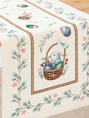 Пасхальная коллекция / Кролики из гобелена - Кролики Салфетка 44х140 см 03403