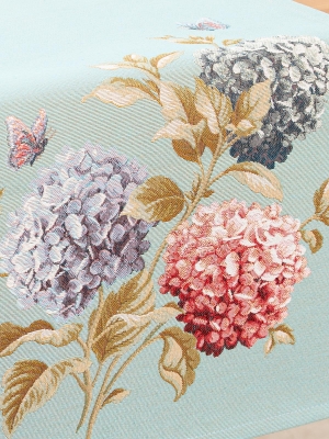 Всесезонная коллекция текстиля Basic / Английский сад из гобелена - Гортензии и бабочки голубой фон Салфетка 40х100 см 09339