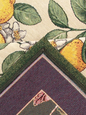 Всесезонная коллекция текстиля Basic / Лимоны Амальфи зеленый бордюр из гобелена - Лимоны Амальфи зеленый бордюр Скатерть 140х180 см 2287