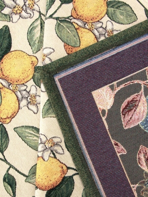 Всесезонная коллекция текстиля Basic / Лимоны Амальфи зеленый бордюр из гобелена - Лимоны Амальфи зеленый бордюр Салфетка 100х100 см 2289