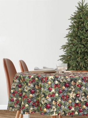 Новогодние товары для дома / Испанская новогодняя коллекция / Новогодний пир New из гобелена - Золотые звезды Скатерть овал 160х280 см Н/Р 2414958 New