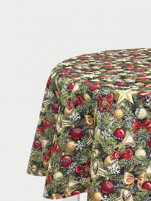 Новогодние товары для дома / Испанская новогодняя коллекция / Новогодний пир New из гобелена - Золотые звезды Скатерть овал 160х280 см Н/Р 2414958 New