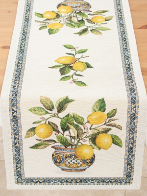 Испанский текстиль / Лимоны в вазе из гобелена - Лимоны в вазе Салфетка 40х100 см 9305