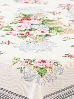 Всесезонная коллекция текстиля Basic / Розы Дамаск из гобелена - Розы Дамаск цветы Салфетка 100х100 см 9331